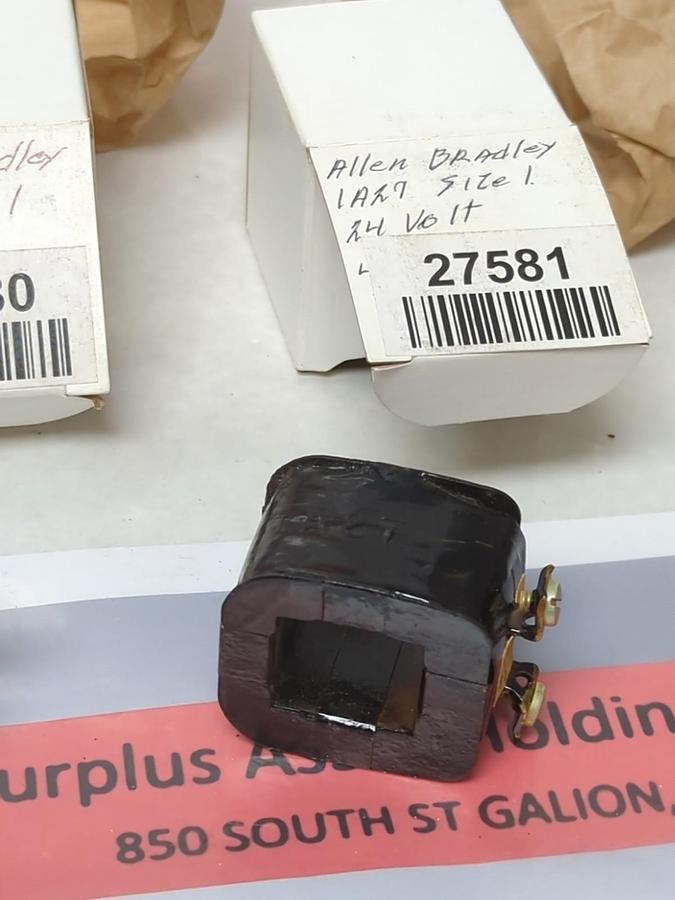 Used ALLEN BRADLEY,1A27,SIZE 1 COIL 24V PRE-OWNED LOT OF 2