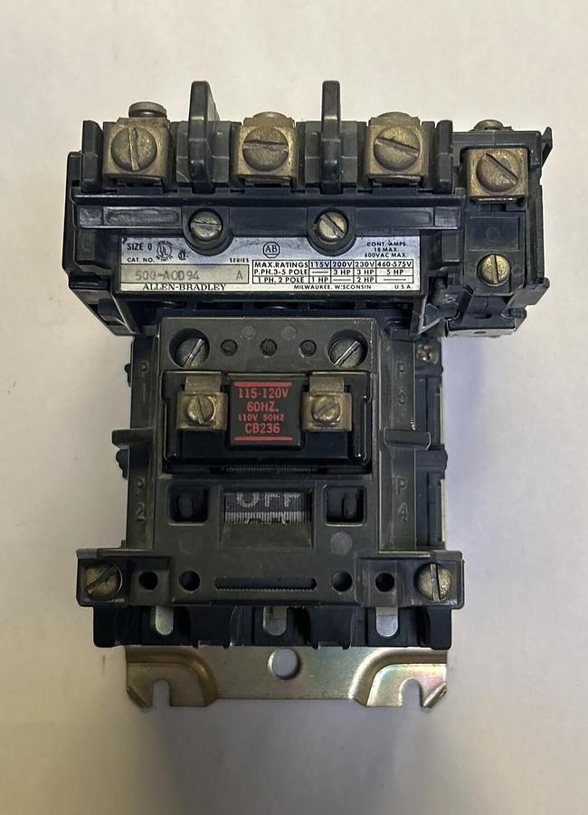 Used ALLEN BRADLEY,500-AOD94,NON REVERSING CONTACTOR SIZE 0 18A 600V