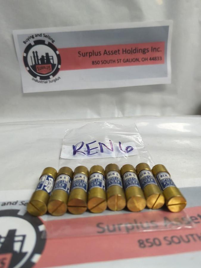 COOPER BUSSMANN,REN6,RENEWABLE 6 AMP FUSE LOT OF 8 PRE-OWNED