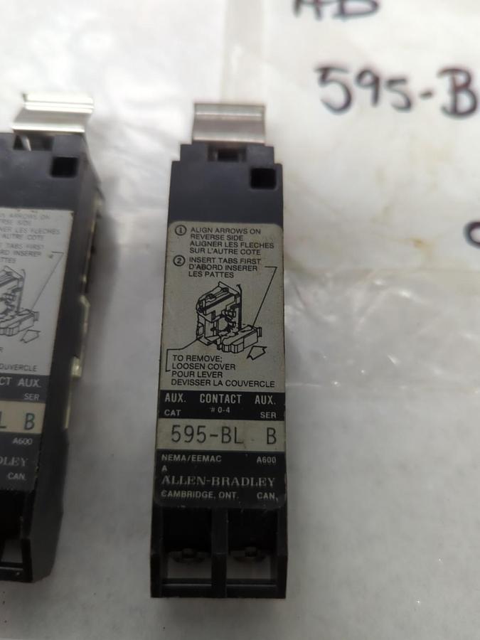 Used ALLEN BRADLEY,595-BL,AUXILIARY CONTACT SERIES B LOT OF 2 PRE-OWNED