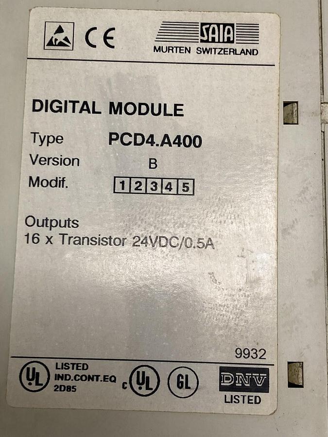 Used SAIA,PCD4.A400,Digital Output Version B Module Automation PLC Control