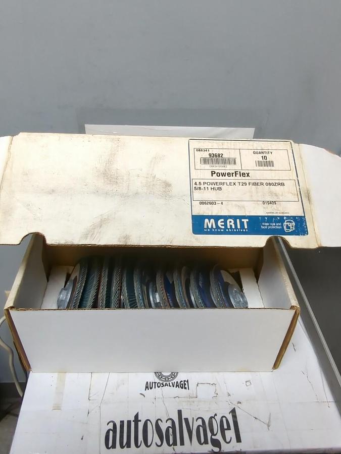MERIT,4.5 POWERFLEX T29,FIBER 080ZRB 5/8-11 HUB SANDING FLAP DISC LOT OF 10