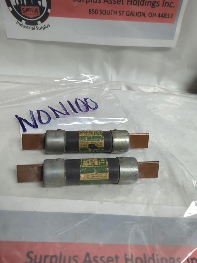 Used COOPER BUSSMANN,NON 100,ONE-TIME 100 AMP FUSE LOT OF 2 PRE-OWNED