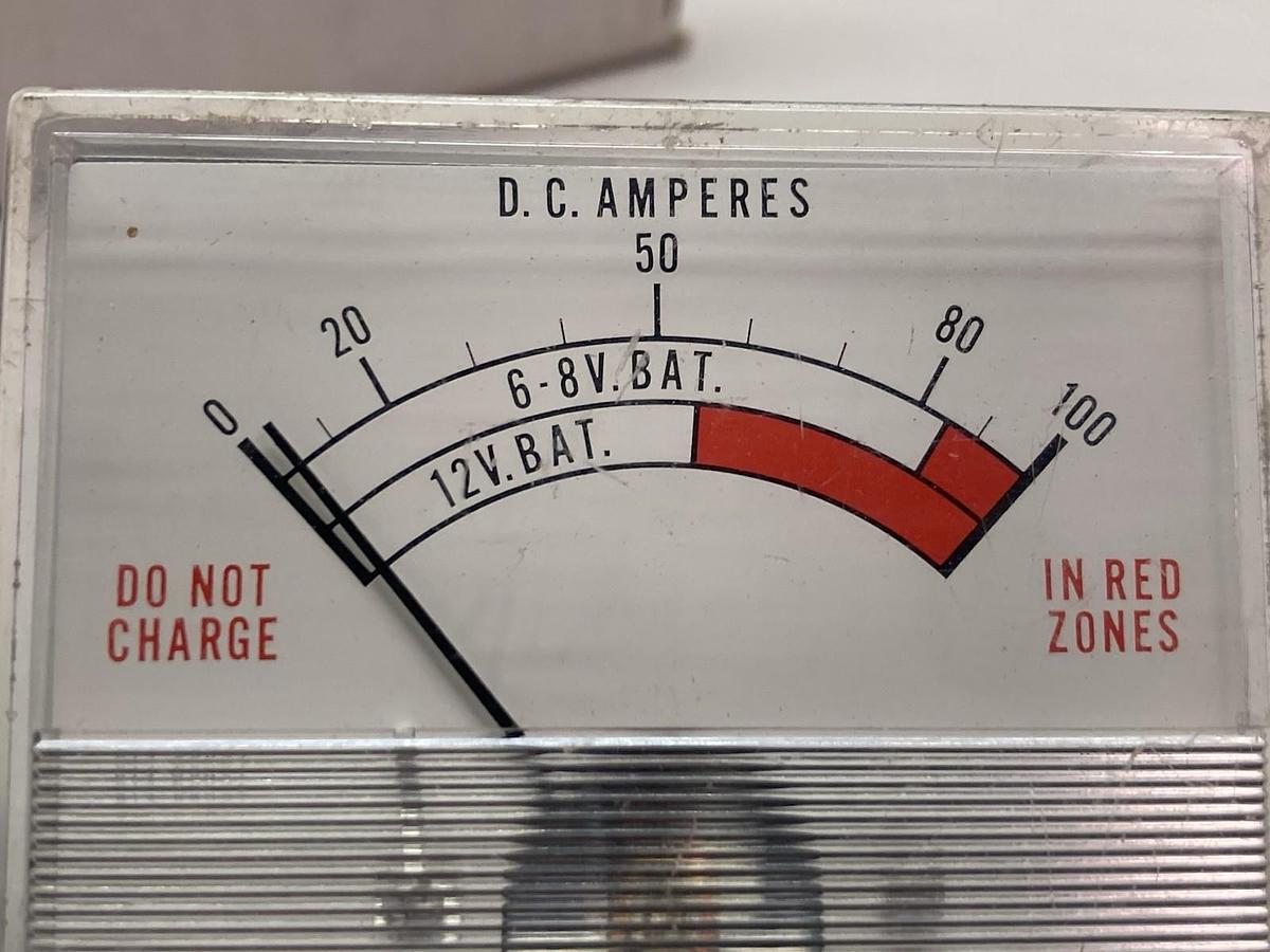 Used D.C. Amperes,0-100A,Panel Meter Gauge 6-8V & 12V Bat