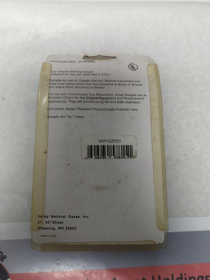 VALLEY,PG-2530,2-1/2 INCH PRESSURE GAGE NOS