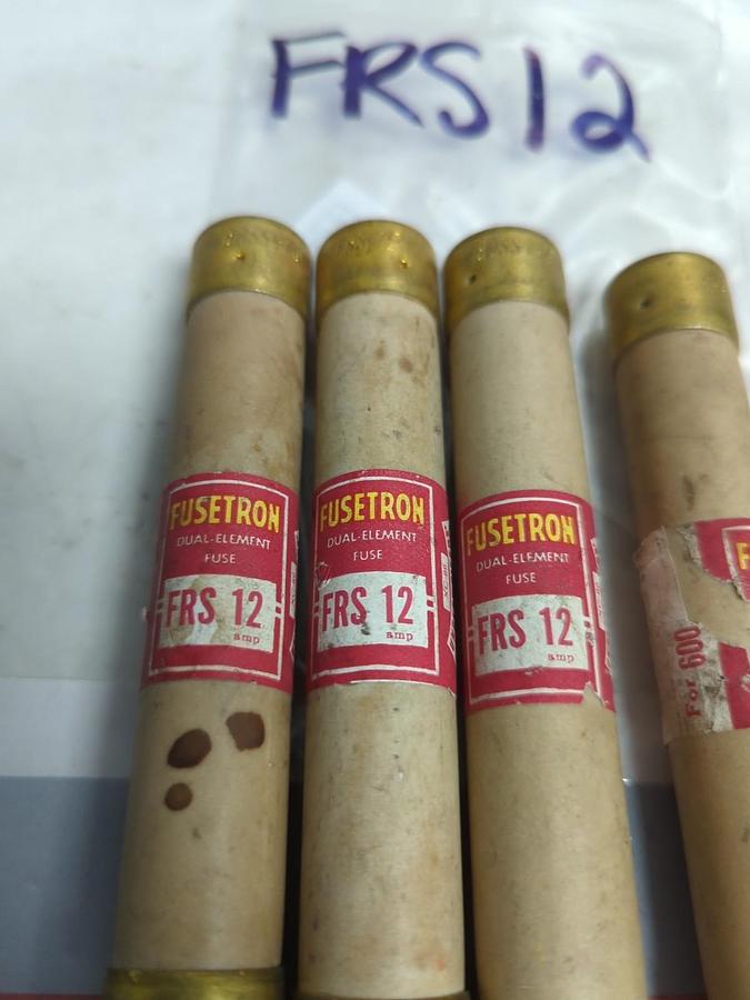 Used COOPER BUSSMANN,FRS-12,FUSETRON 12AMP FUSE LOT OF 4 PRE-OWNED