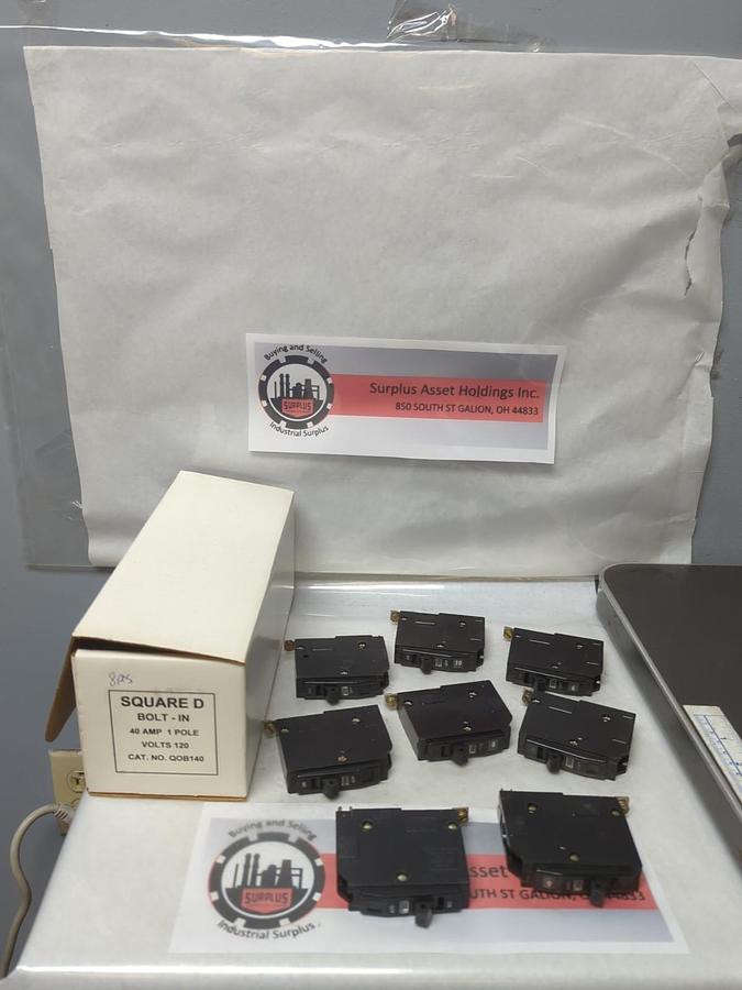 Used SQUARE D,QOB140,CIRCUIT BREAKER 40 AMP 1-POLE LOT OF 8 PRE-OWNED