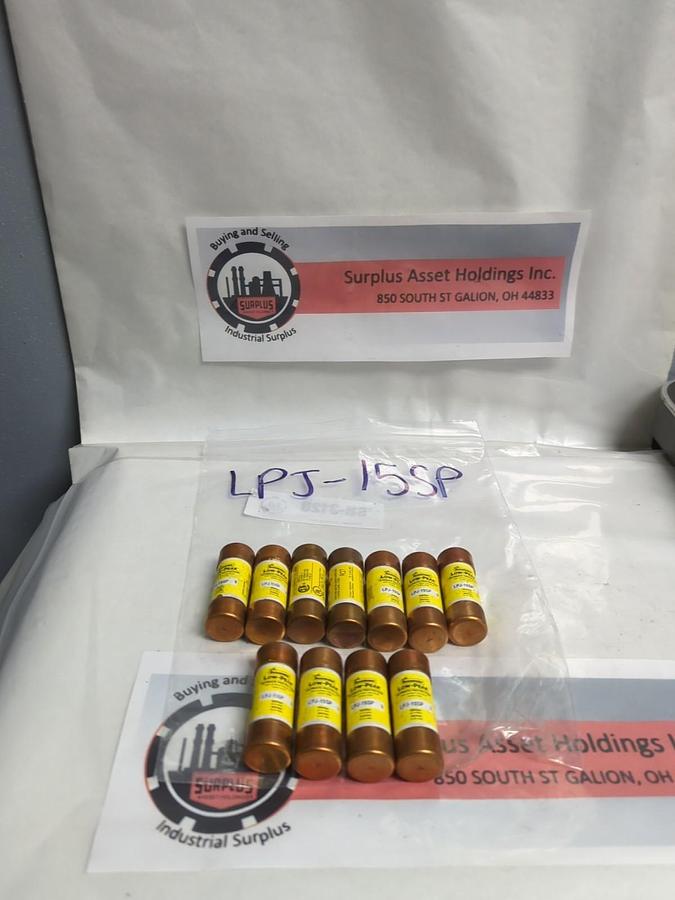 COOPER BUSSMANN,LPJ-15SP,LOW-PEAK 15 AMP FUSE LOT OF 11 NOS