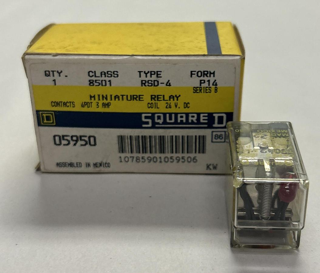 Used SQUARE D,8501-RSD4,RELAY 3AMP 24VDC 14PIN NEW