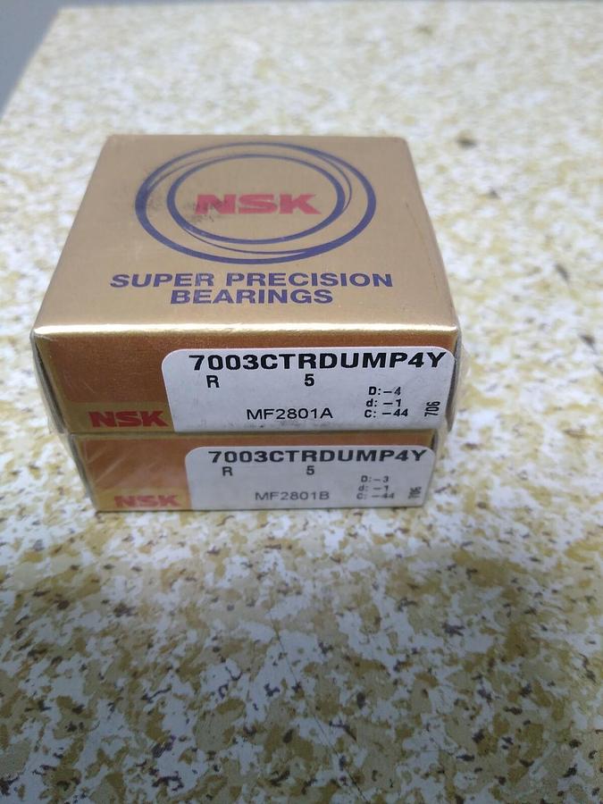 Used NSK,7003CTRDUMP4Y,Super Precision Bearings Set of 2 NOS