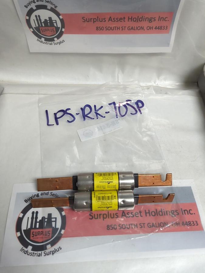 Used COOPER BUSSMANN,LPS-RK-70SP,LOW-PEAK 70 AMP FUSE LOT OF 2 PRE-OWNED