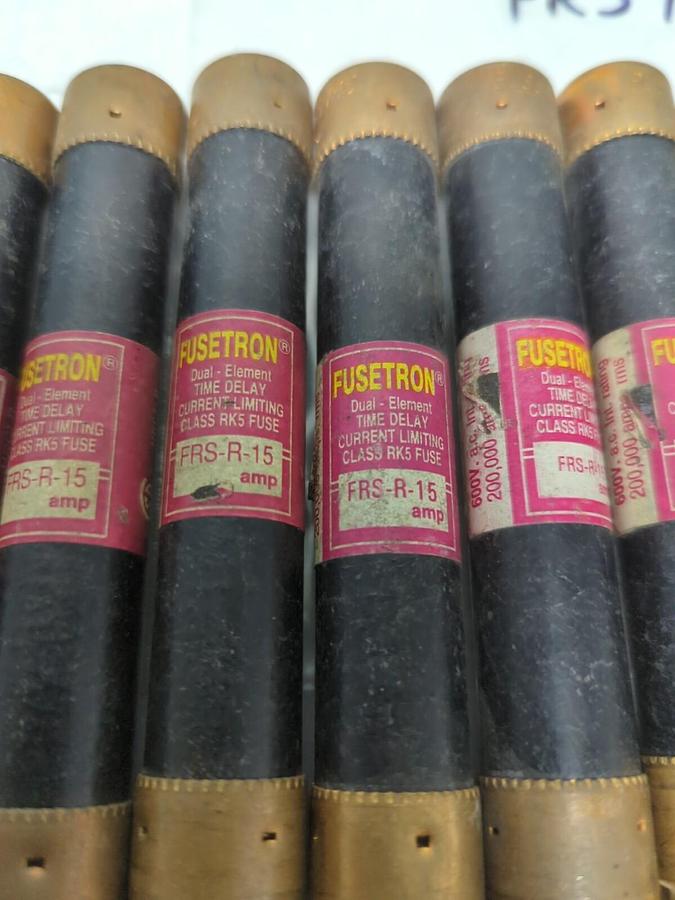 Used COOPER BUSSMANN,FRS-R-15,FUSETRON 15 AMP FUSE LOT OF 9 PRE-OWNED