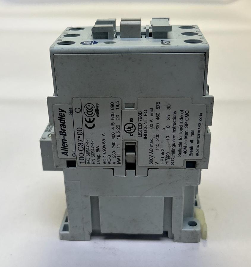 Used ALLEN BRADLEY,100-C3700,CONTACTOR 110/120V COIL