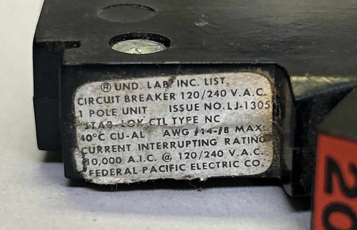 Used FEDERAL PACIFIC,NC120,CIRCUIT BREAKER 20A 120/240V 1P LOT OF 11