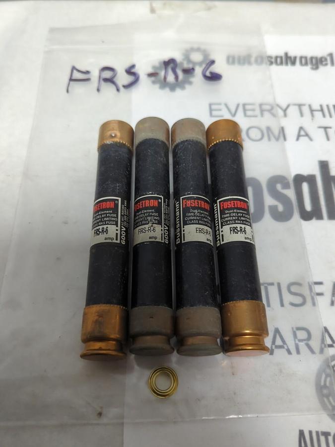 COOPER BUSSMANN,FRS-R-6,FUSETRON 6 AMP FUSES LOT OF 4 NOS
