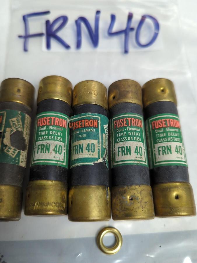 Used COOPER BUSSMANN,FRN-40,FUSETRON 40 AMP FUSE LOT OF 5 PRE-OWNED
