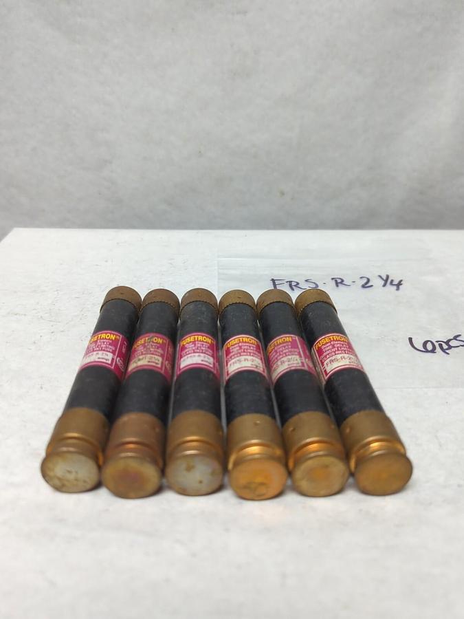 Used COOPER BUSSMANN,FRS-R-2-1/4,FUSETRON 2-1/4 AMP FUSE LOT OF 6 PRE-OWNED