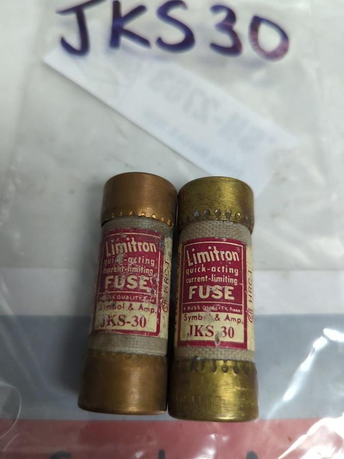Used COOPER BUSSMANN,JKS-30,LIMITRON 30 AMP FUSE LOT OF 2 PRE-OWNED