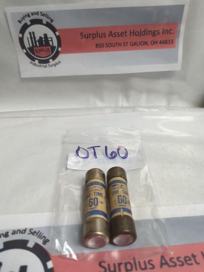 Used SHAWMUT,OT60,ONE TIME 60 AMP FUSE LOT OF 2 PRE-OWNED