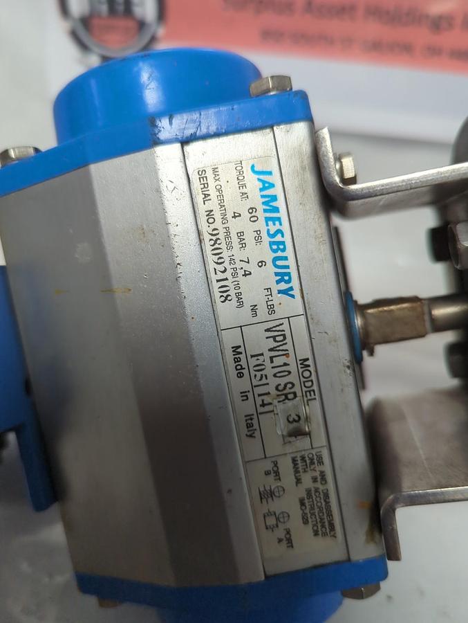 Used JAMESBURRY,VPVL10SR-3,VALVE ACTUATOR ASSEMBLY PRE-OWNED