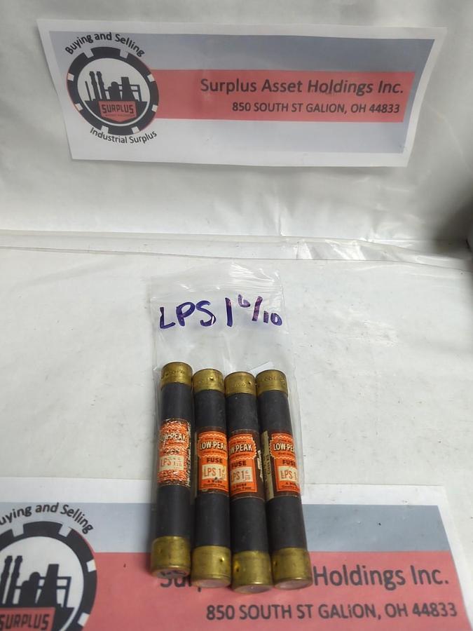 Used COOPER BUSSMANN,LPS-1-6/10,LOW-PEAK 1-6/10 AMP FUSE LOT OF 4 PRE-OWNED