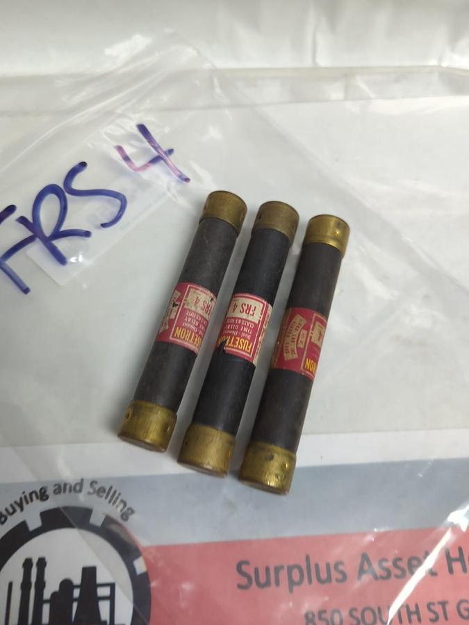 Used COOPER BUSSMANN,FRS-4,FUSETRON 4 AMP FUSE LOT OF 3 PRE-OWNED