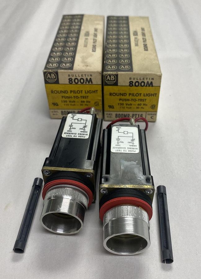 ALLEN BRADLEY,800MR-PT16R,SERIES C PUSH TO TEST PILOT SWITCH LOT OF 2 NOS