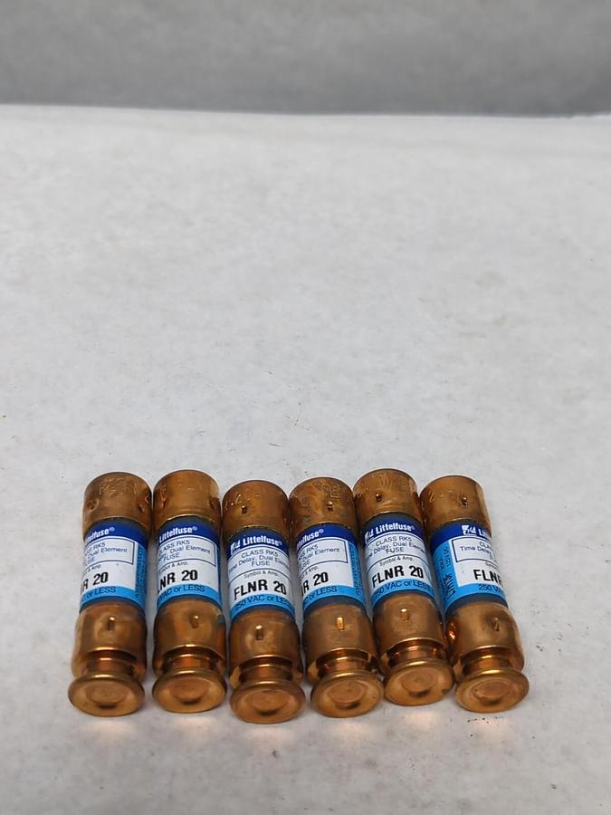 LITTELFUSE,FLNR 20,TIME-DELAY 20 AMP FUSE LOT OF 6 NOS
