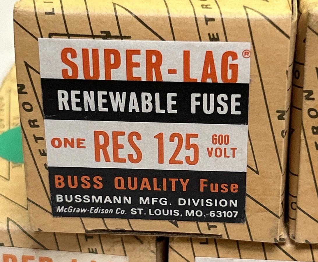 BUSSMANN,RES125,RENEWABLE FUSE 125A 600V LOT OF 5 NEW