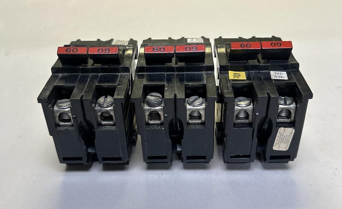 Used FEDERAL PACIFIC,NA260,CIRCUIT BREAKER 60A 120/240V 2P LOT OF 3