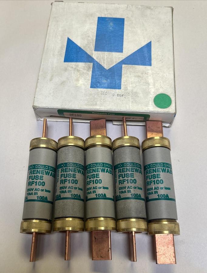 GOULD SHAWMUT,RF100,RENEWABLE FUSE 100A 250V LOT OF 5 NEW
