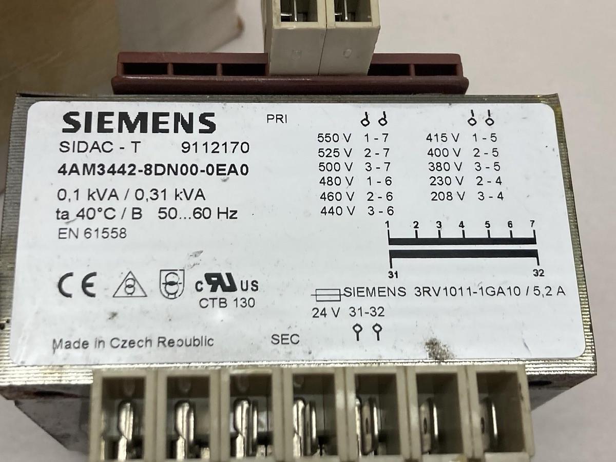 Used Siemens,4AM3442 8DN00 0EA0,Transformer 50/60HZ 0.1/0.31kVA