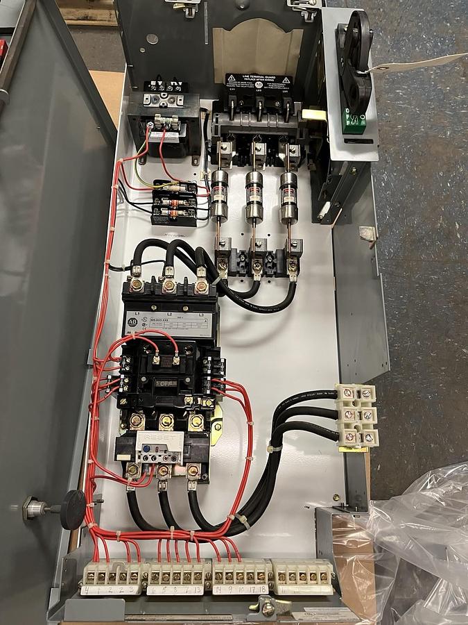 Used ALLEN BRADLEY,2112B,2100 SERIES SIZE 3 STARTER IEC OVERLOAD 32" FUSED MCC BUCKET