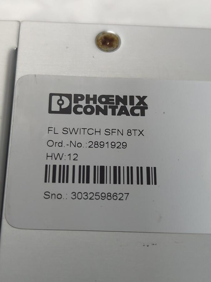 Used PHOENIX CONTACT,2891929,FL SWITCH SFN8TX EHTERNET SWITCH PRE-OWNED