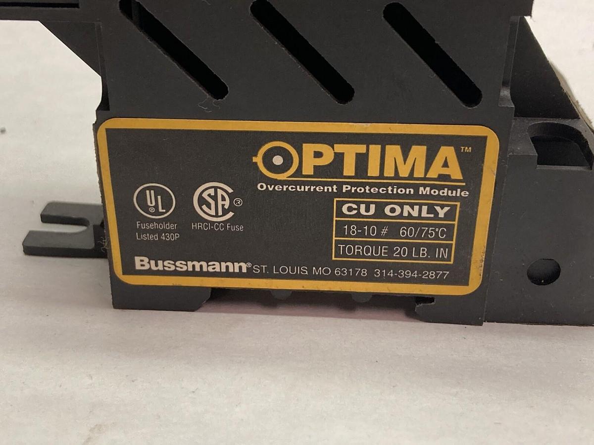 Used Optima Bussmann,OPM-CC,3-Pole Fuse Block 30A 600V