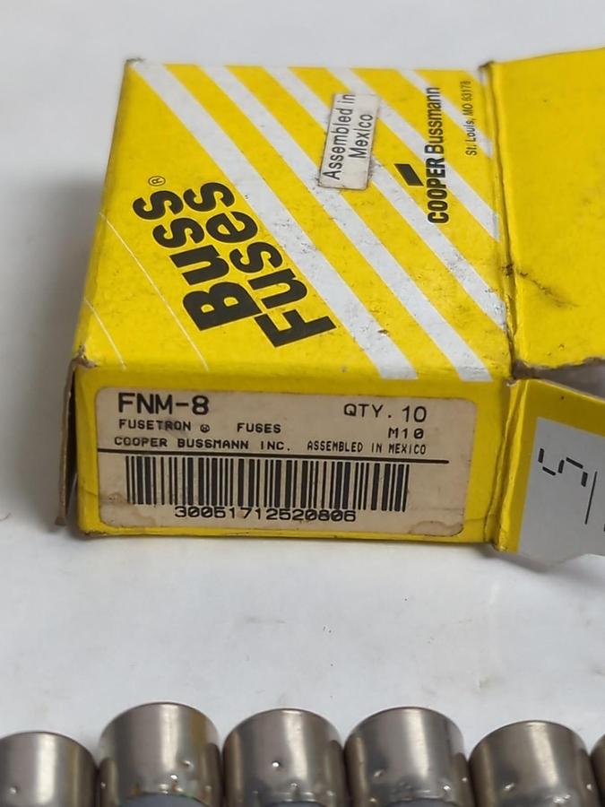 COOPER BUSSMANN,FNM-8,FUSETRON 8 AMP FUSES BOX OF 10 NOS