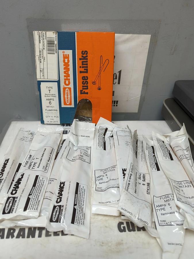 HUBBELL-CHANCE,M6TA23,TYPE-T FUSE LINK REMOVEABLE HEAD 23 IN LENGTH LOT OF 10