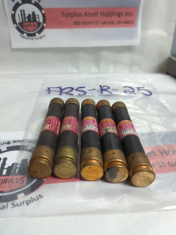 Used COOPER BUSSMANN,FRS-25,FUSETRON 25 AMP FUSE LOT OF 5 PRE-OWNED