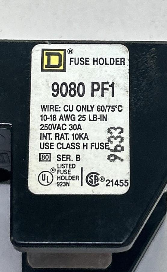 Used SQUARE D,9080PF1,FUSE HOLDER 30A 250V LOT OF 2
