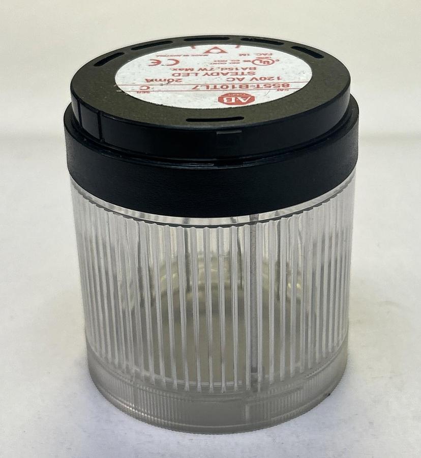 Used ALLEN BRADLEY,855T-B10TL7,SER C CLEAR WHITE STEADY LED STACK LIGHT NO BULB