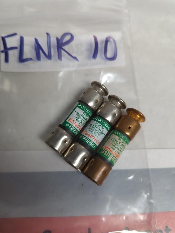 Used LITTELFUSE,FLNR-10,SLO-BLO 10 AMP FUSE LOT 3 OF PRE-OWNED