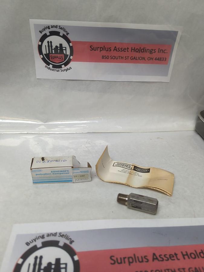 DRESSER/ASHCROFT,1/4-1106S,PULSATION DAMPER NOS