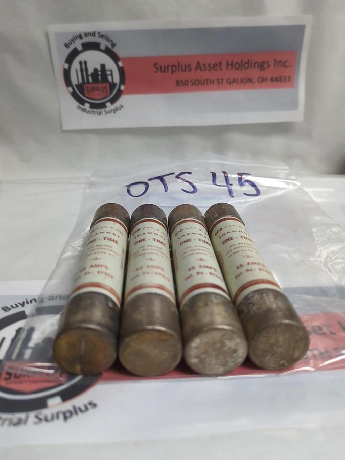 Used GOULD SHAWMUT,OTS45,ONE-TIME 45 AMP FUSE LOT OF 4 PRE-OWNED