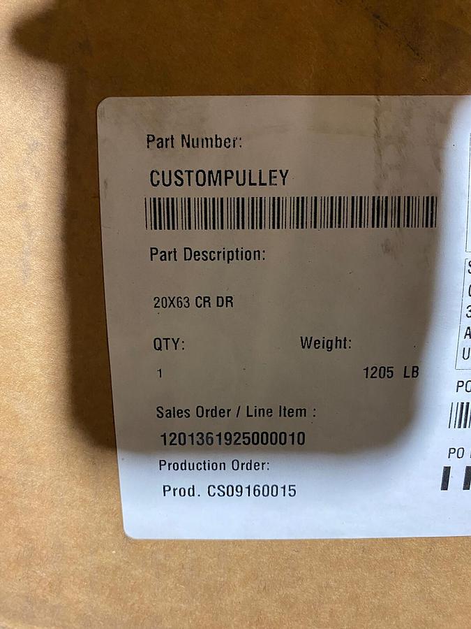 Used BALDOR,227441-HU,MDX Conveyor Pulley 20x63 CR DR