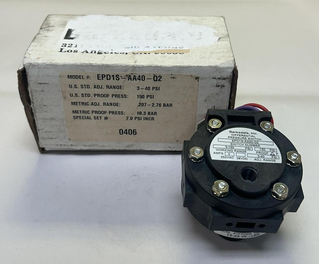 BARKSDALE,EPD1S-AA40-Q2,PRESSURE SWITCH 3-150PSI NOS