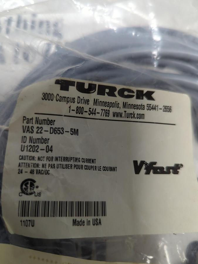 TURCK,VAS 22-D653-5M,V*FAST CORDSET  U1202-04 NEW