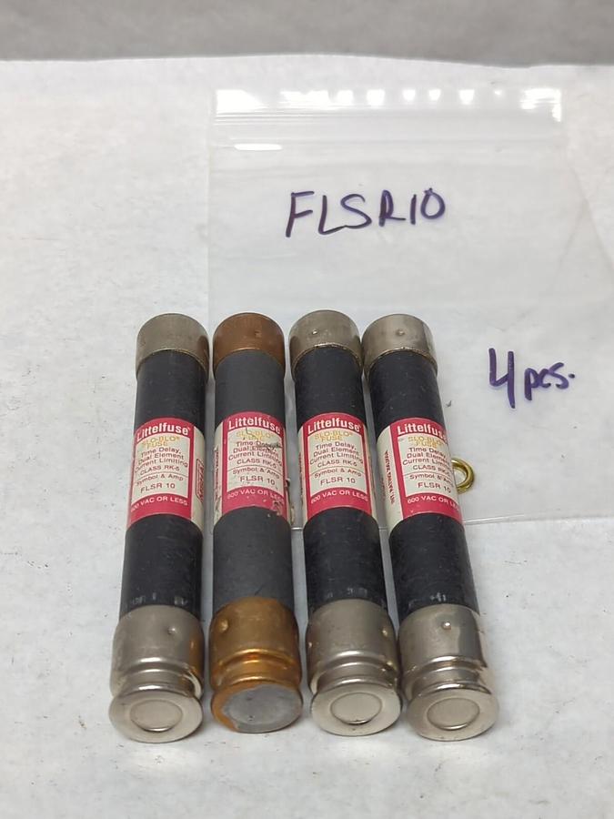Used LITTELFUSE,FLSR10,SLO-BLO 10 AMP FUSE LOT OF 4 PRE-OWNED