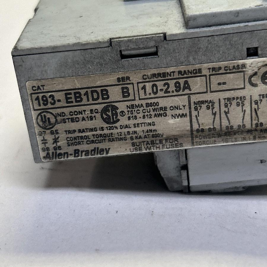 Used ALLEN BRADLEY,193-EB1DB,OVERLOAD RELAY