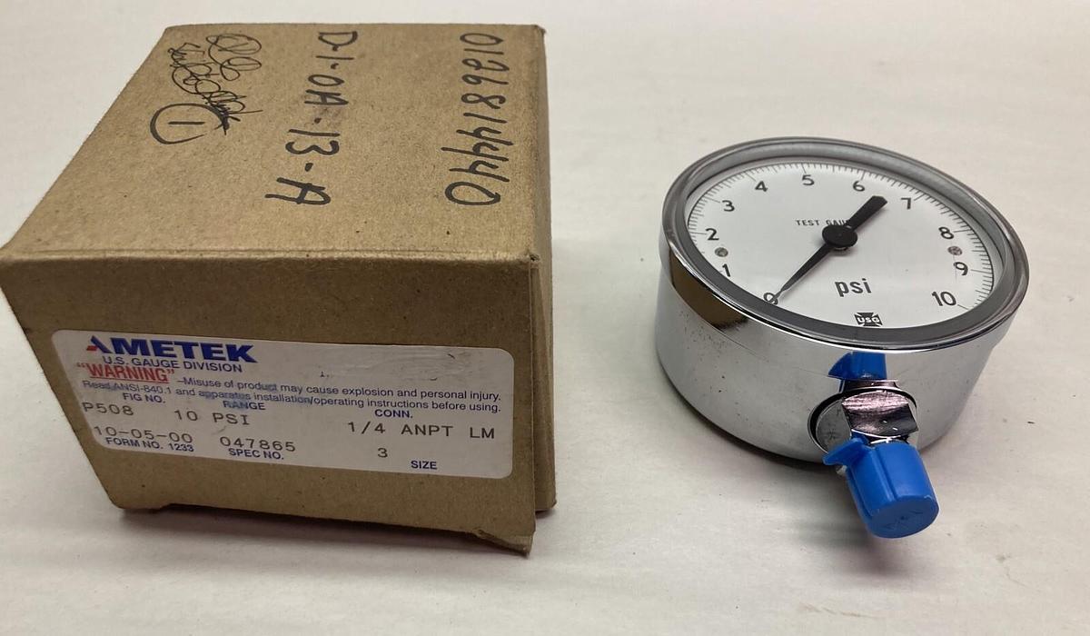 Ametek,P508 10-05-00,Pressure Gauge 10 PSI Max