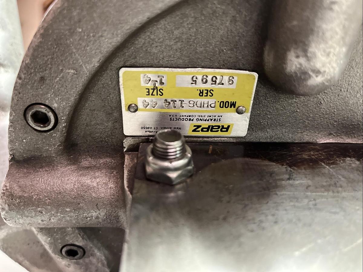 Used Rapz,PHDS-114,Pneumatic 1-1/4" Strapping Sealer Crimper See Desc